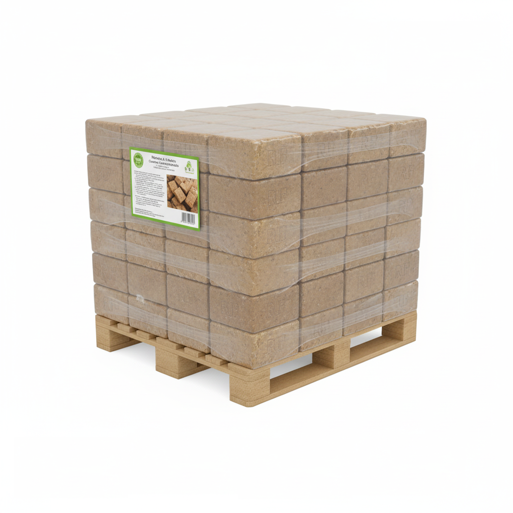 Briqueta de Madera Comprimida RUF – 100% Madera Dura – Larga Duración – 50 Paquete de 10 kg