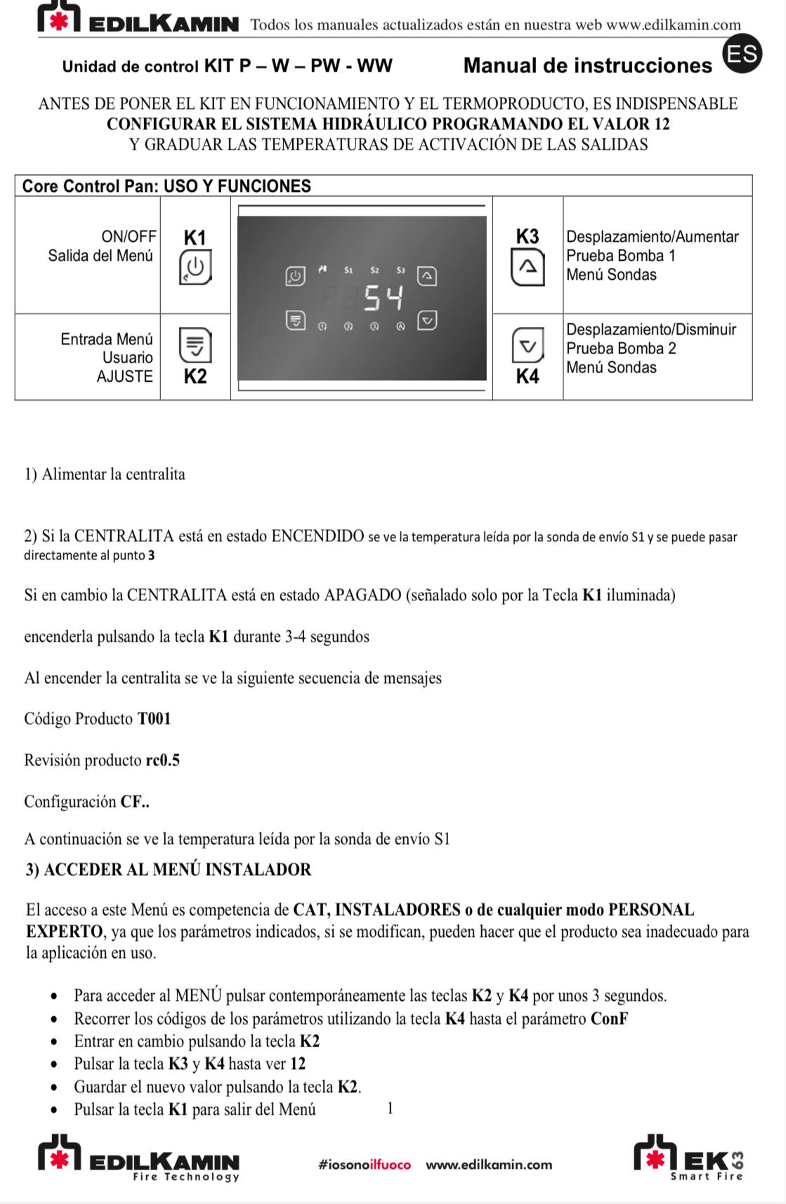 Kit Hidráulico EDILKAMIN para Sistema de Calefacción y ACS