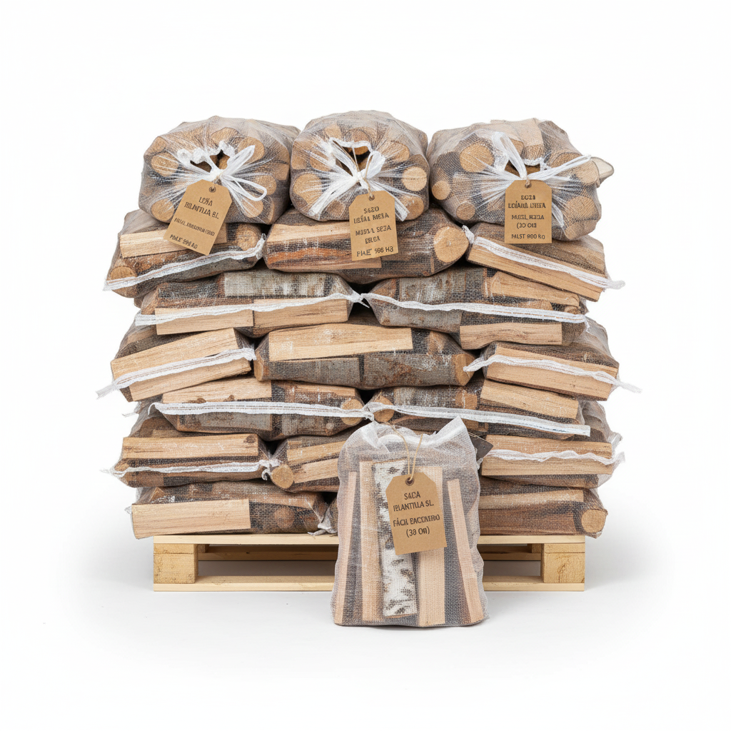 Saco de Leña Seca Mixta – Fácil Encendido (30cm) – Ideal para Estufas / Confort – 950 kg